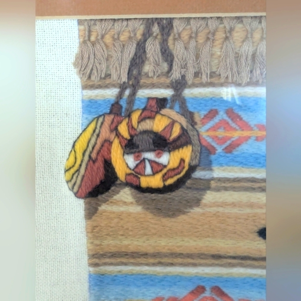 Native American Scene Hand Embroidered With Exquisite Detail - Picture 9 of 14
